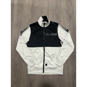 Mark Ecko Fleece Lined Jacket Mens Small White Black Full Zip